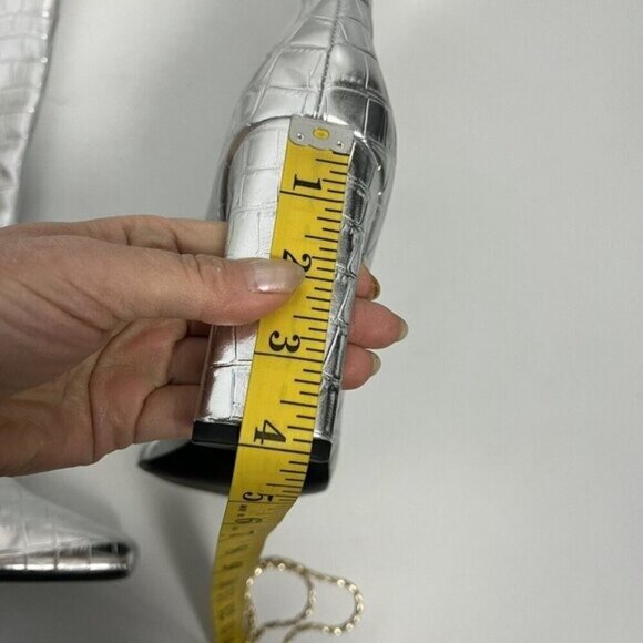 Zara Metallic Laminated Crocodile Embossed Knee High Boots Euro Sz 40 US Sz 9 - Picture 11 of 16